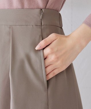 Tiaclasse 【洗える】大人上品なフレアタックスカート グレージュ