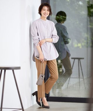 J.PRESS LADIES L 【洗える】アルガンシルク テーパード パンツ キャメル系