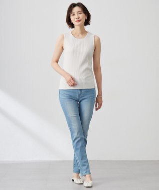 J.PRESS LADIES 【洗える】リブ ノースリーブ カットソー グレージュ系