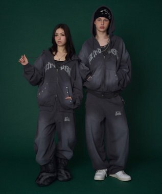 WEGO 【ユニセックス着用ITEM/ウエストゴム】ロゴスウェットパンツ スミクロ