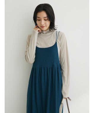 Green Parks 表面カット細ひもキャミワンピース Navy