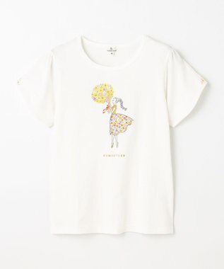 組曲 KIDS 【150-160㎝】ひまわりブーケ Tシャツ オフホワイト