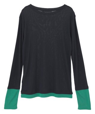 AMERICAN HOLIC 配色シアーレイヤードプルオーバー Green