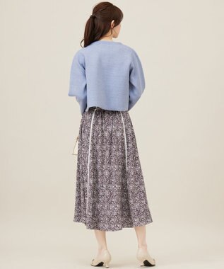 ANY SIS バイカラーラメニット カーディガン ブルー×オフ