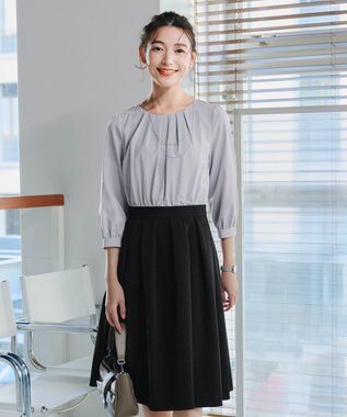 Tiaclasse L 【ダブルクロス】シフォンドッキングワンピース ブラック