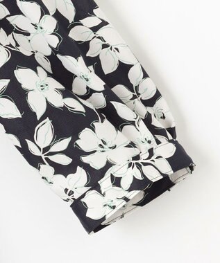 J.PRESS LADIES 【洗える】スパンフラワープリント  ワンピース ネイビー×オフ系