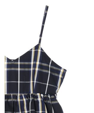 Green Parks ・ＳＵＧＡＲ　ＳＰＯＯＮ　チェックラッフルキャミワンピース Navy