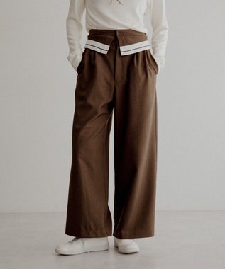 CRAFT STANDARD BOUTIQUE ウエスト折り返しスラックス Brown Mixture