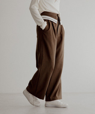 CRAFT STANDARD BOUTIQUE ウエスト折り返しスラックス Brown Mixture