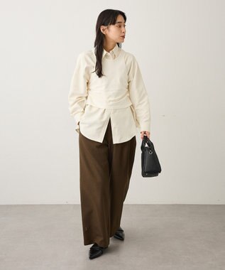 CRAFT STANDARD BOUTIQUE ウエスト折り返しスラックス Brown Mixture