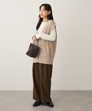 CRAFT STANDARD BOUTIQUE ウエスト折り返しスラックス Brown Mixture