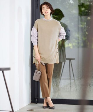 J.PRESS LADIES L 【洗える】アルガンシルク テーパード パンツ キャメル系