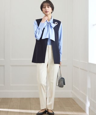 23区 【洗える】ウォームストレッチ テーパード パンツ アイボリー系