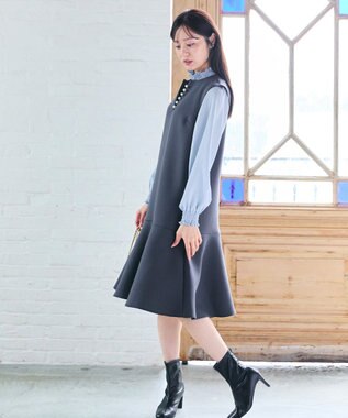 Feroux 【WEB一部店舗限定】スタンドネック ブラウス スカイブルー系