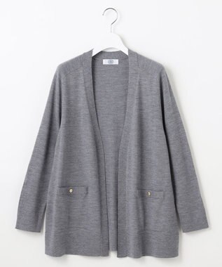 J.PRESS LADIES S 【洗える】KNIT BASIC ロングカーディガン トップグレー系