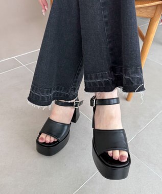 WEGO ストーム付きヒールサンダル ブラック