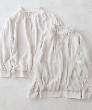 AMERICAN HOLIC リバーシブルシフォン×チュールブルゾン Light Gray