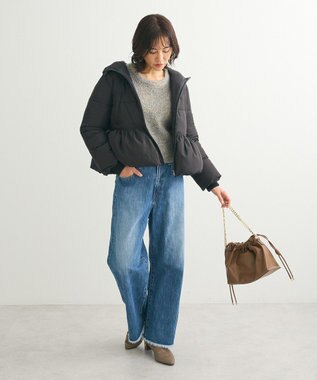 Green Parks ・ｓｗｉｎｇ　ｂｙ　ファイバーダウンペプラムコート Black