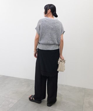 Green Parks 衿付き透かし編みニットプルオーバー Gray