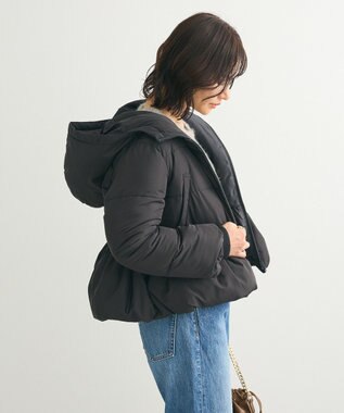 Green Parks ・ｓｗｉｎｇ　ｂｙ　ファイバーダウンペプラムコート Black