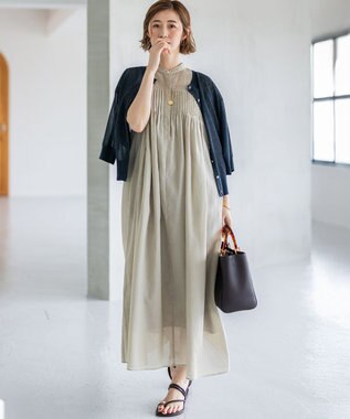 23区 【一部店舗限定/接触冷感/洗える】ラミータンブラー フレンチスリーブ ワンピース ダルブルー系