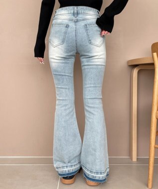 WEGO ローライズフレアデニムパンツ デニム淡加工色