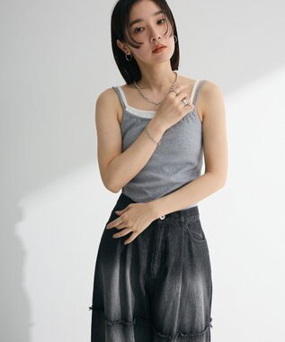Green Parks ・Ｐｅｔｉｔ　Ｆｌｅｕｒ　レイヤードキャミ（カップ付 Gray Mixture