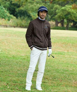 23区GOLF 【MEN】リバーシブルニットブルゾン ターコイズブルー系2
