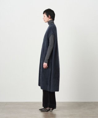 ATON ROYAL FUR CASHMERE | Vネックドレス NAVY