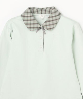 組曲 KIDS 【150-160㎝】 ミニチェック レイヤードトップス ミント