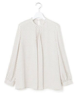 23区 L 【洗える】グラデーションドットプリント ブラウス ホワイト系