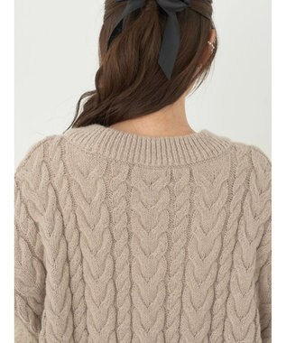 earth music&ecology 袖ファーケーブルミニワンピース Gray Beige