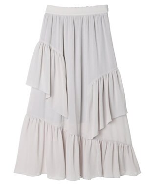 earth music&ecology シアー楊柳アシメティアードスカート Light Gray