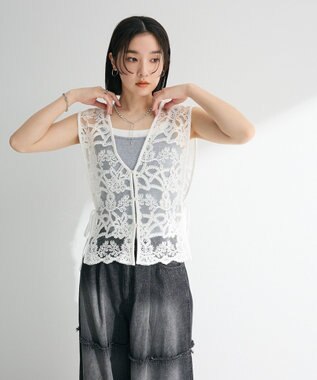 Green Parks ・Ｐｅｔｉｔ　Ｆｌｅｕｒ　レイヤードキャミ（カップ付 Gray Mixture