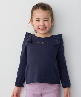 ANY KIDS 肩レース長袖Tシャツ ネイビー