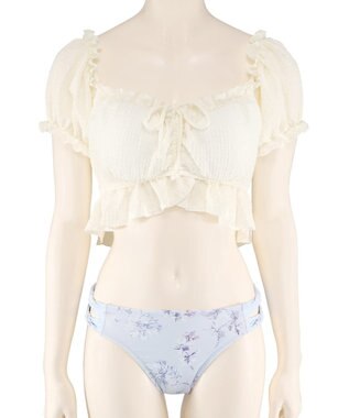 San-ai Resort（三愛水着楽園） 軽い着け心地でしっかり盛れる【楽盛り水着】　パフスリーブワイヤービキニ　9M　【San-ai Resort（サンアイリゾート）】 ホワイト