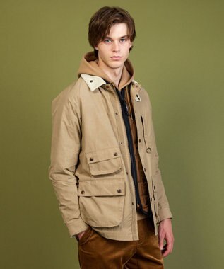 JOSEPH ABBOUD MOUNTAIN 【軽量/ワックスコーティング・テ―ム・ヤルビー氏コラボ】ワックスクロス プリント ブルゾン ベージュ系