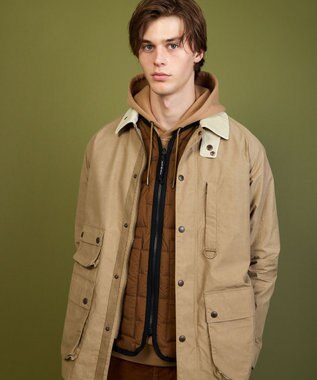 JOSEPH ABBOUD MOUNTAIN 【軽量/ワックスコーティング・テ―ム・ヤルビー氏コラボ】ワックスクロス プリント ブルゾン ベージュ系