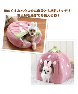 犬服 卯 犬 猫 帽子 ウサギ 【小型犬】 ピンク ホワイト / PET 