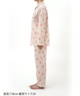 Wing パジャマ 綿100%(本体肌側) あったか 3Lまで対応 大きいサイズ 長袖 長ズボン 冬 レディース EP5075 ウイング／ワコール オレンジ