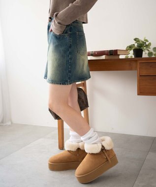 WEGO ヴィンテージウォッシュ台形デニムミニスカート デニム