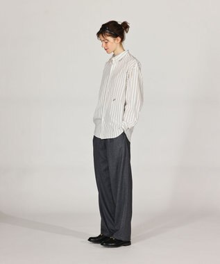 LENO REGULAR COLLAR SHIRTS 《UNISEX》 レギュラーカラーシャツ WHITE STRIPE