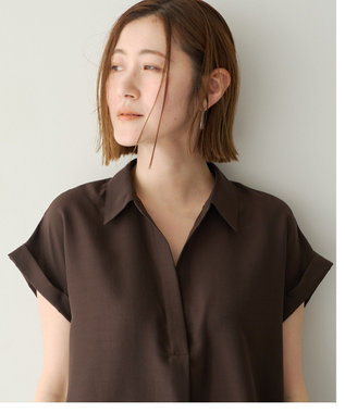 YECCA VECCA 裾レーススキッパーシャツ Brown
