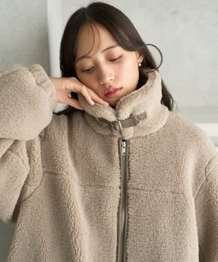 earth music&ecology ボアルーズブルゾン グレーベージュ