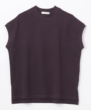 ANY L モックネックフレンチスリーブプルオーバー ブラウン