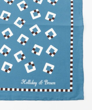 JOSEPH ABBOUD 【イタリア製】ランダムスクウェアパターンチーフ サックスブルー系5