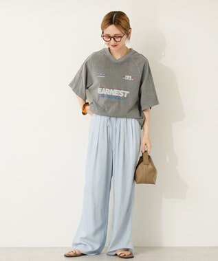 AMERICAN HOLIC ピグメントレーシングプリントTシャツ Charcoal Gray