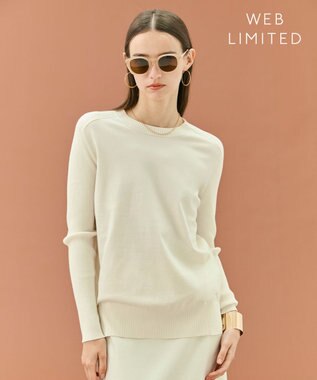 BEIGE， 【WEB限定・洗える】WILLOW / ストレッチクルーネックリブニット