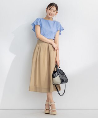 組曲 L エンブロイダリーレースフレンチスリーブ ブラウス ヒヤシンスブルー系