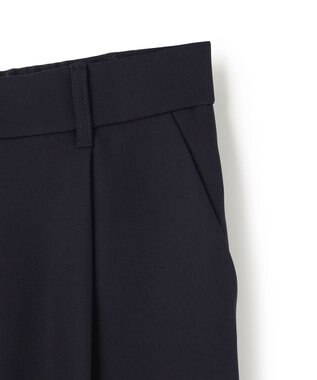 UNFILO L 【ウエストゴム】ドライダブルクロス タックテーパードパンツ ネイビー